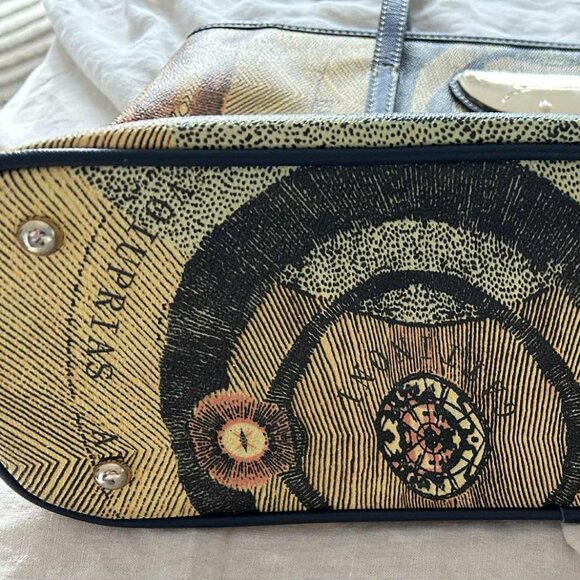 Gattinoni Navy Planetarium Faux-Leather Zip Top & Leopard Lining Purse – US OS - Picture 9 of 12